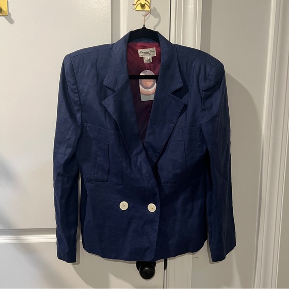 Vintage Christian Dior 10 M  Midnight Blue Blazer - Picture 1 of 7
